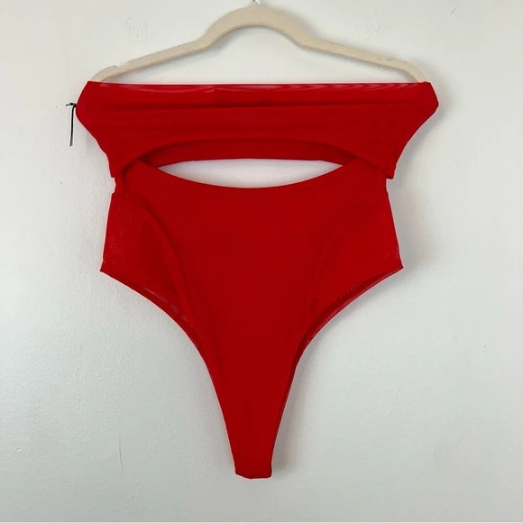 Kathryn Bowen Cutout Tube Sheer Bodysuit Red 10 Bold Statement Date Romantic - Picture 6 of 7